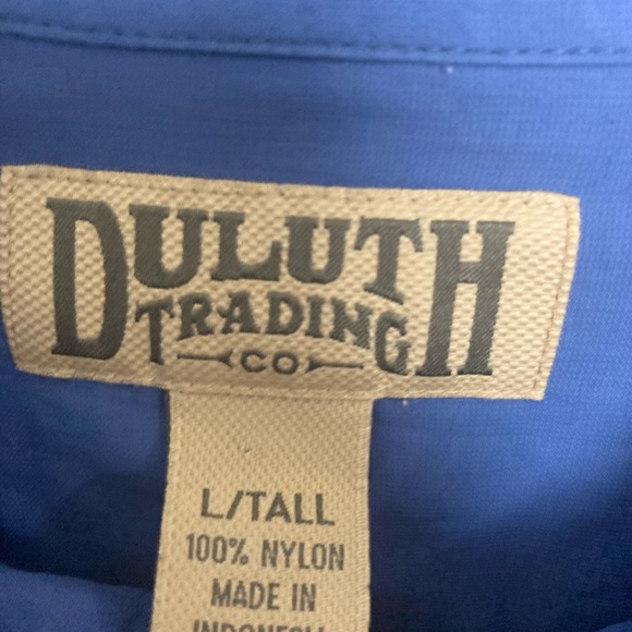 Duluth Trading Company blue long sleeve nylon button down shirt. Large Tall - Picture 3 of 5